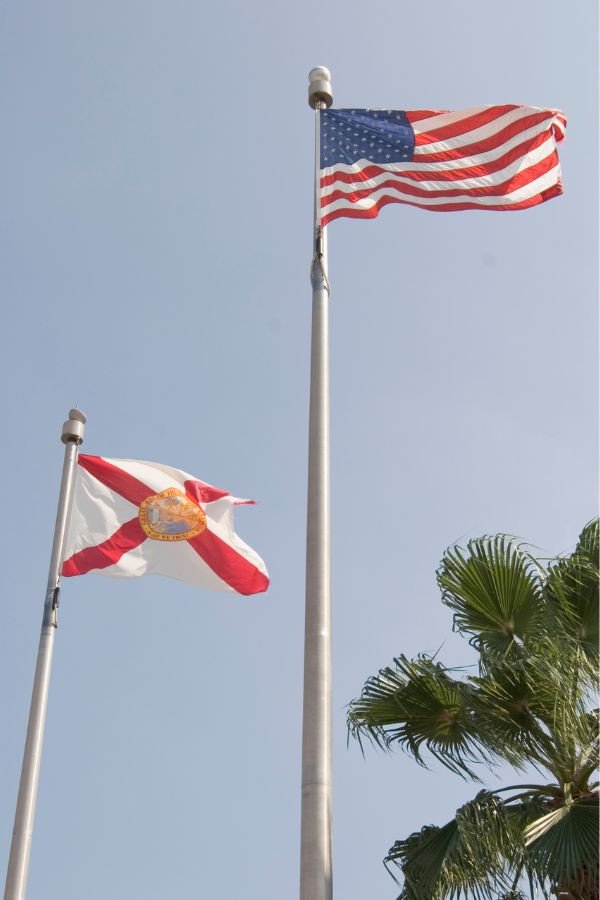 Florida flag and United States flag